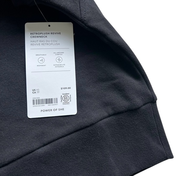 NWT Athleta Retroplush Revive Crewneck Sweatshirt Black Size XS - Picture 5 of 10